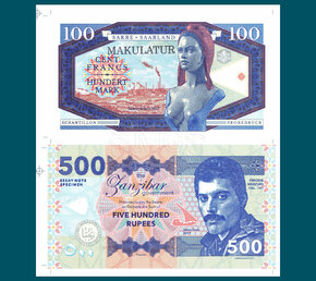 100 Francs/500 Rupees