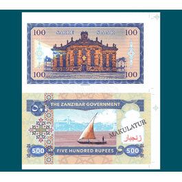 100 Francs/500 Rupees rev.