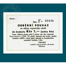1 Kčs TUZEX Odbĕrní poukaz