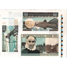 20 Balboas/50 Kroner/100 Francs B