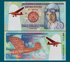 20 dollars Amelia Earhart