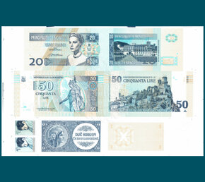 20 Francs/50 Lire/2 koruny