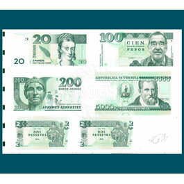 20 Mark/100 Pesos/200 Drachmas/5000 Lire/2 Pessetes