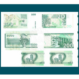 20 Mark/100 Pesos/200 Drachmas/5000 Lire/2 Pessetes rev.