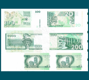 20 Mark/100 Pesos/200 Drachmas/5000 Lire/2 Pessetes rev.