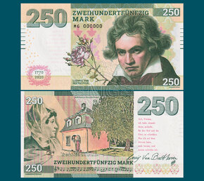 250 mark, Ludvik van Beethoven, zelená verzia