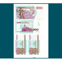 500 Francs/200 Lire/10 Korún rev.