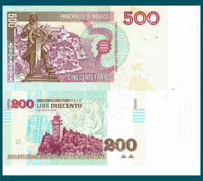 500 Francs/200 Lire rev.