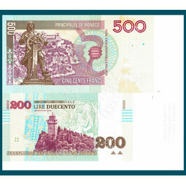 500 Francs/200 Lire rev.