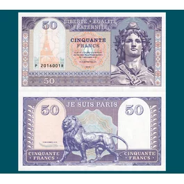 50 francs France / Je suis Paris / modrá verzia