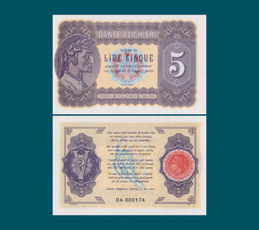 5 lire Dante Alighieri